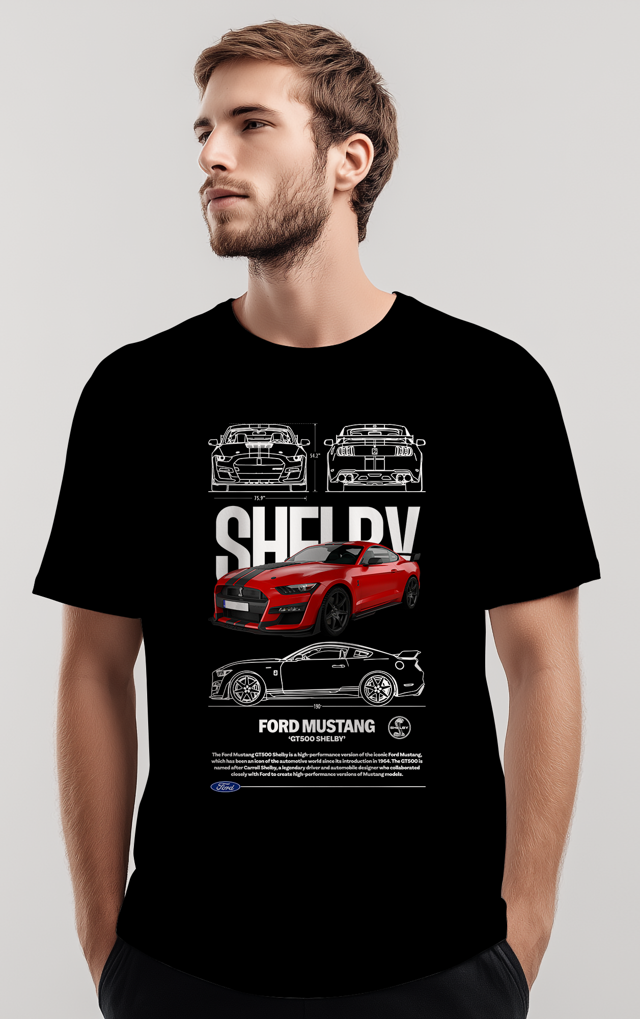 T-Shirt Mustang GT500 Rouge