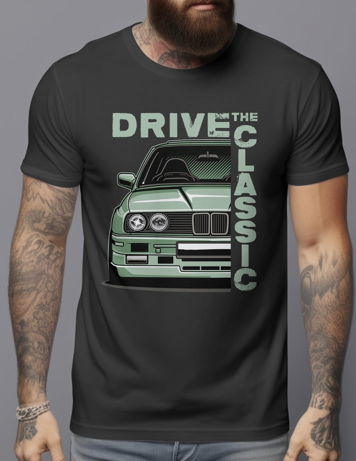 T-Shirt "Drive the  Classic " Bmw E30 Verte