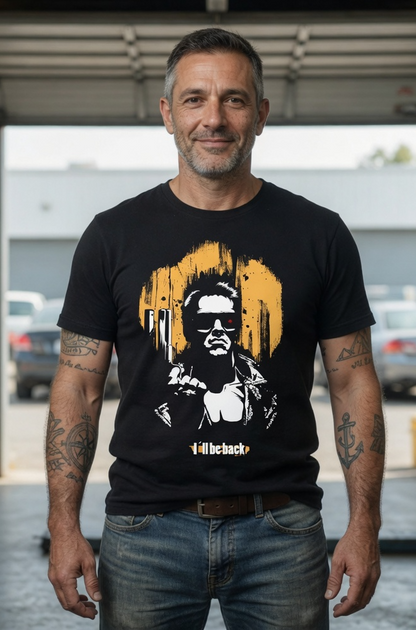T-Shirt Homme Terminator "I'll Be Back" | Design Graphique Film 80's | Noir