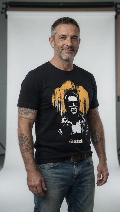 T-Shirt Homme Terminator "I'll Be Back" | Design Graphique Film 80's | Noir